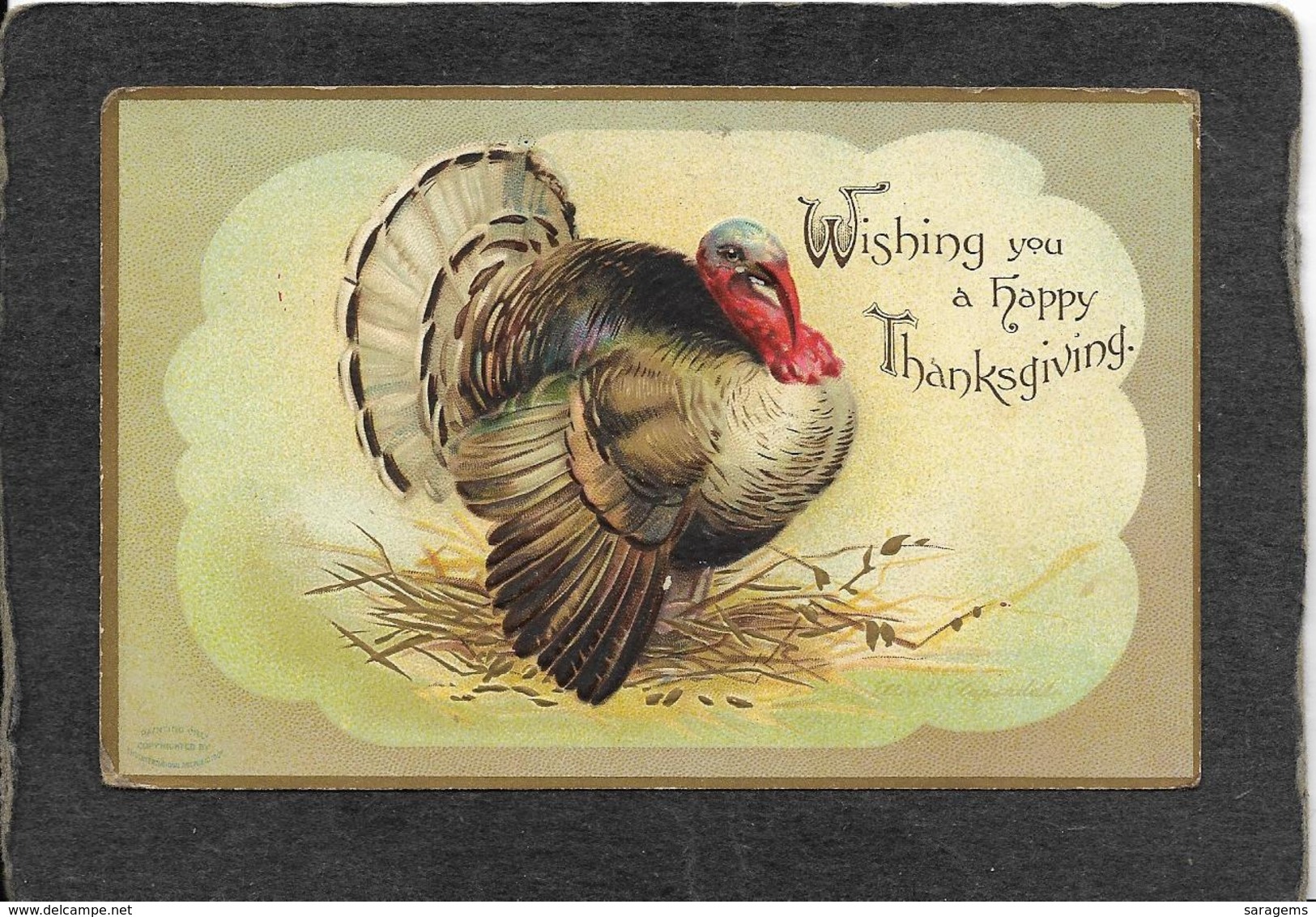 Thanksgiving Turkey(faciing Right) "Wishing You A Happy Thanksgiving"1907- Ellen Clapsaddle Signed Antique Postcard - Clapsaddle