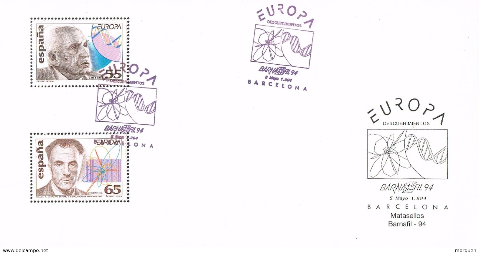 24358. Tarjeta Recorte Documento Filatelico Barcelona 1994. Barnafil, Descubrimientos. Tema EUROPA - Cartas & Documentos