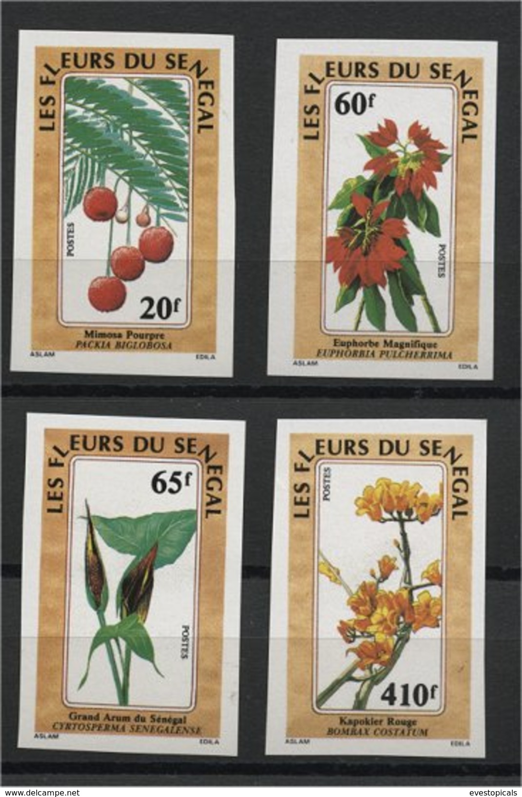 SENEGAL, SET, FLOWERS, 1988, IMPERFORATED, MNH - Sénégal (1960-...)