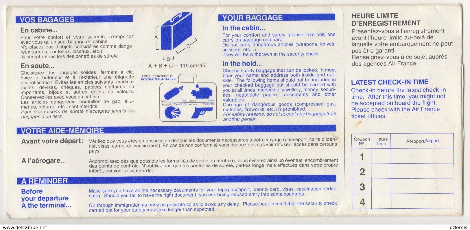 AIR FRANCE   AIRLINES TICKET COVER - Biglietti