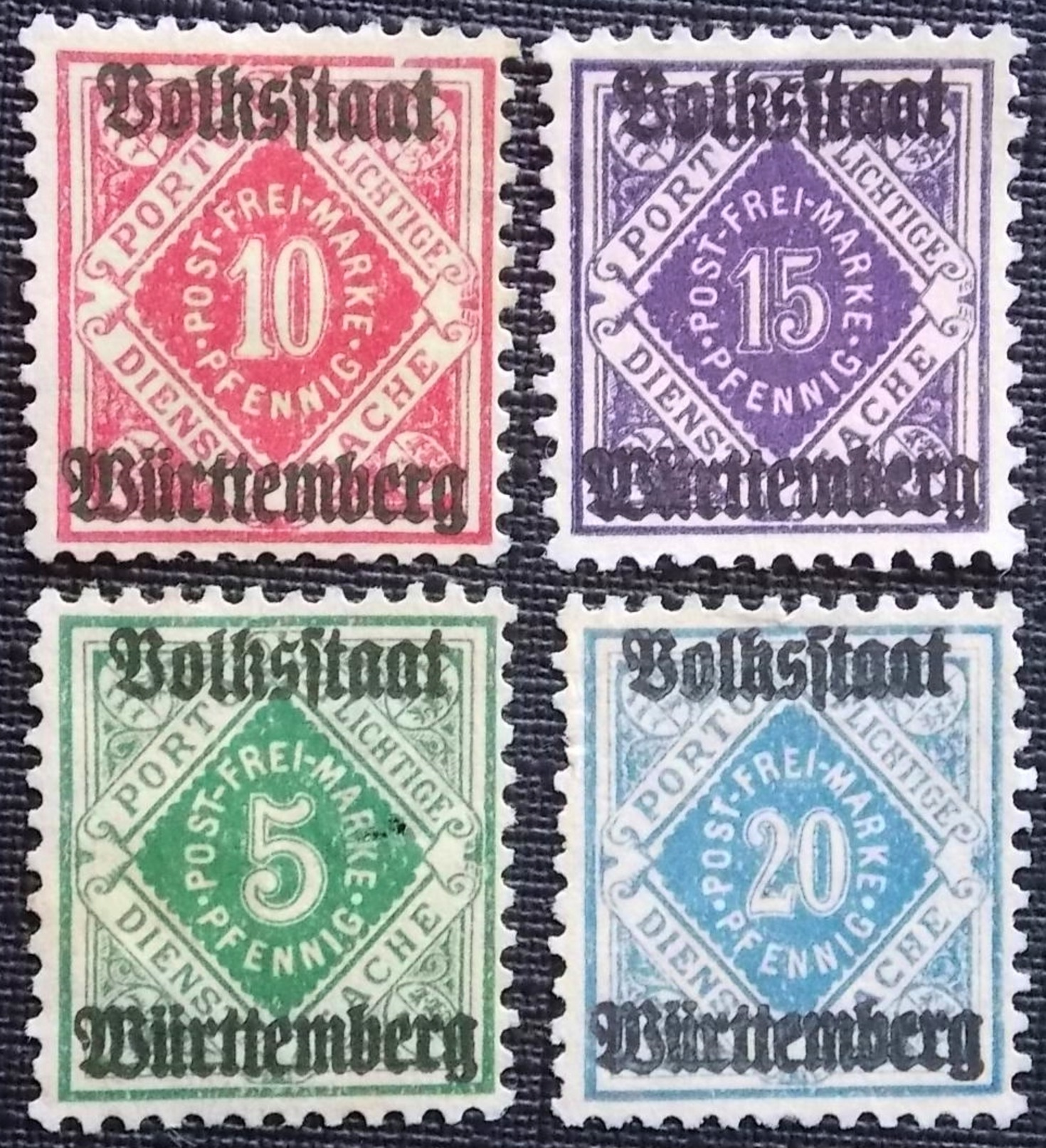 Allemagne WURTEMBERG  Timbres De Service 4 Valeurs Neufs Recto Verso - Other & Unclassified