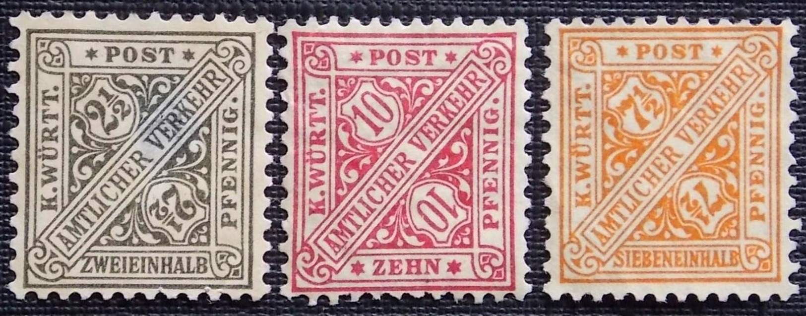 Allemagne WURTEMBERG  Timbres De Service 3 Valeurs Neufs Recto Verso - Other & Unclassified