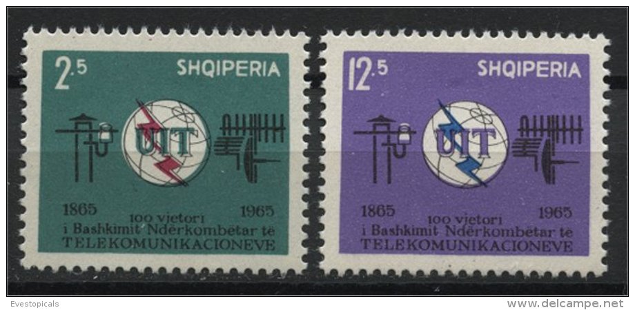 ALBANIA, 100TH YEARS ANNIVERSARY OF TELECOMMUNICATION UNION 1965, NH SET - Albanie