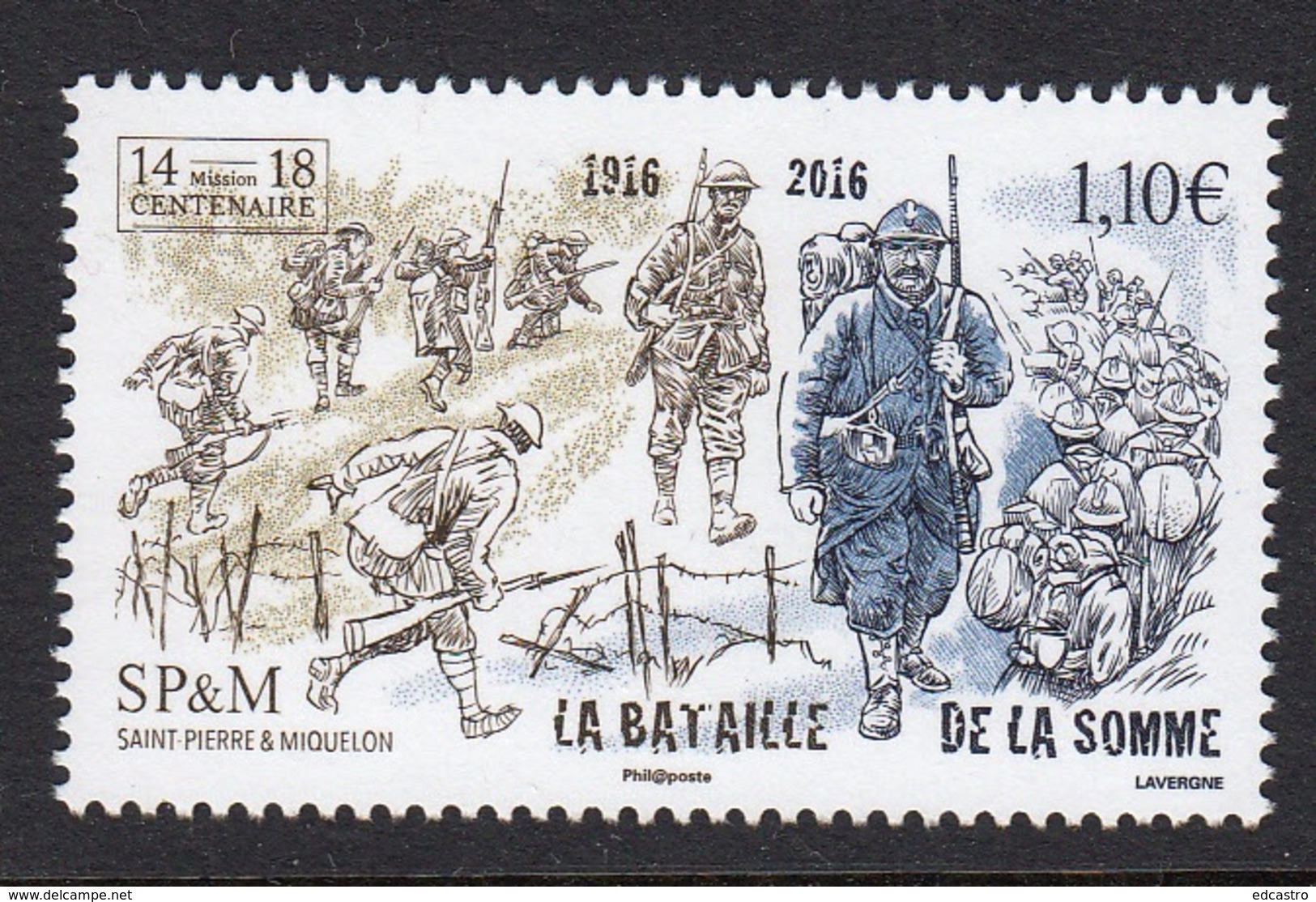 SAINT PIERRE ET MIQUELON 2016 Bataille De La Somme - 1. Weltkrieg