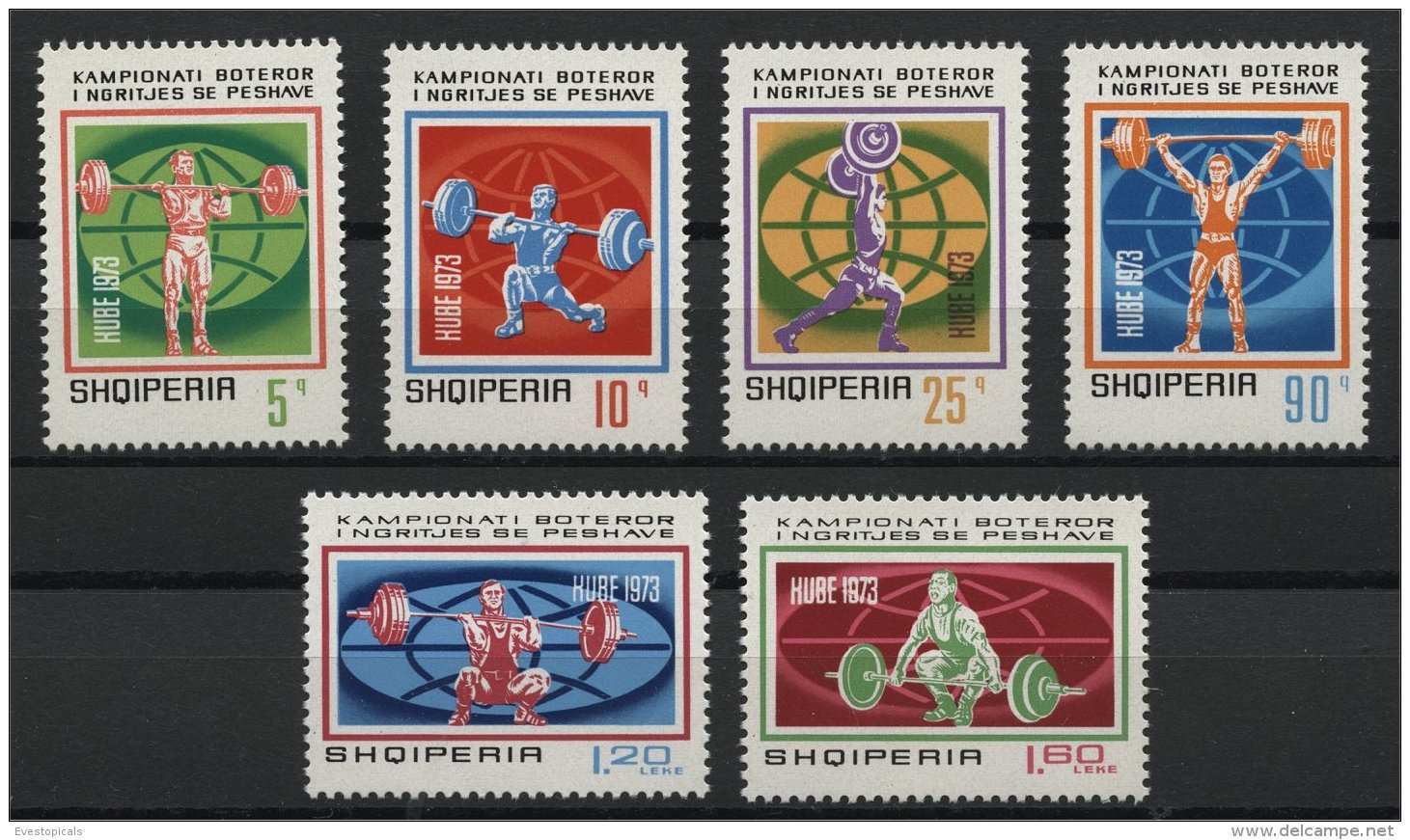 ALBANIA, WORLD CHAMPIONSHIP IN WEIGHTS 1973, NH SET - Albania