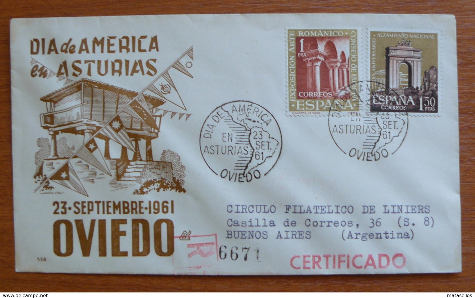 Cover  - Envelope - Sobre Conmemorativo Día De Las Américas En Asturias - 23 Setiembre 1961 - FDC