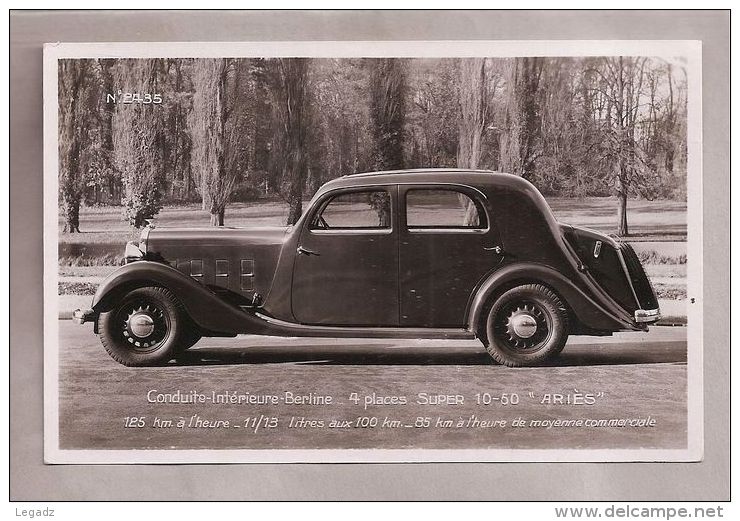 Carte Photo - Automobile (Société Ariès) - Conduite Intérieure Berline 4 Places 10-50 Ariès - Voitures De Tourisme