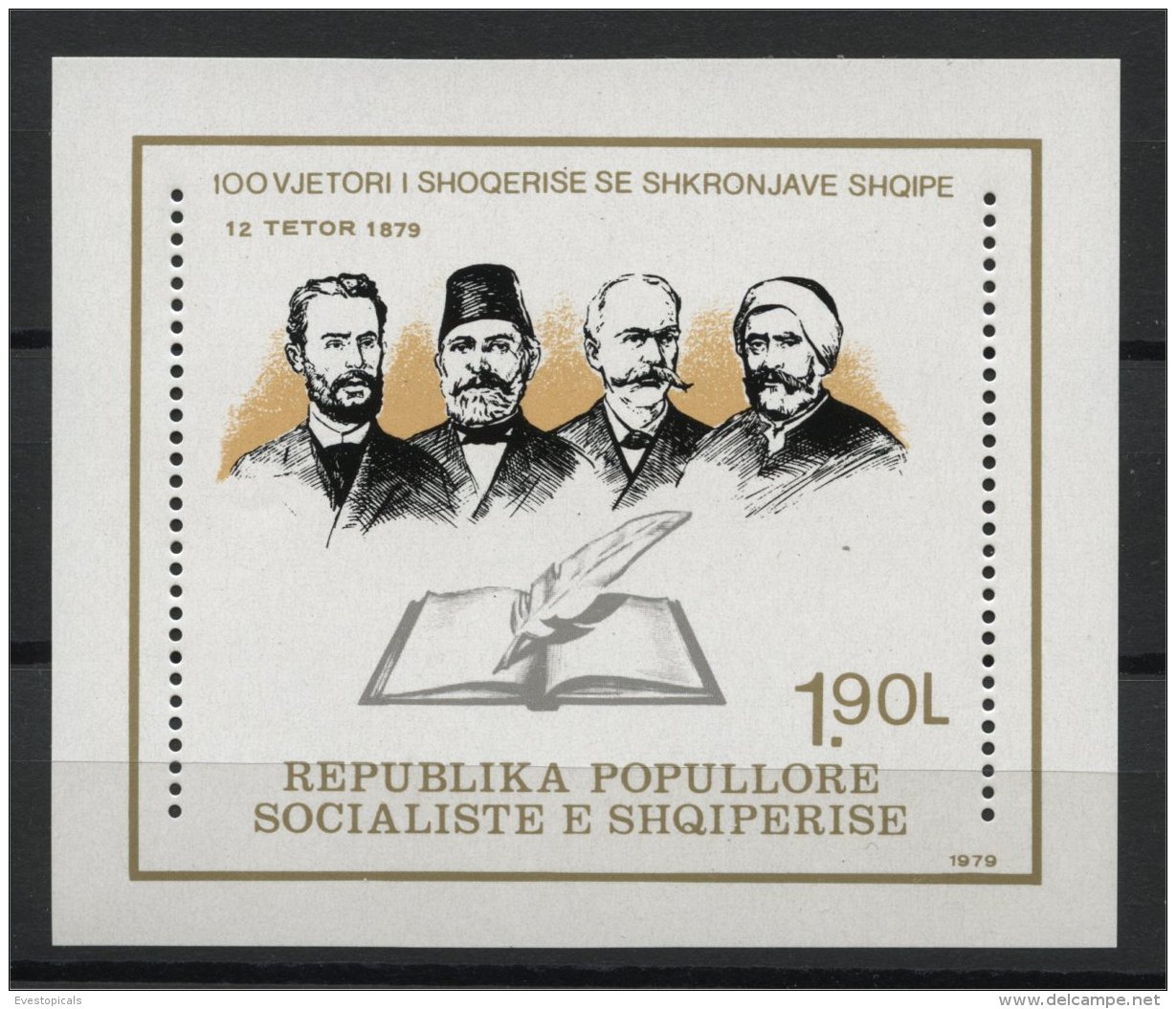 ALBANIA, 100th YEARS ANNIVERSARY OF THE LITERATURE'S SOCIETY 1979, NH BLOC - Albanie