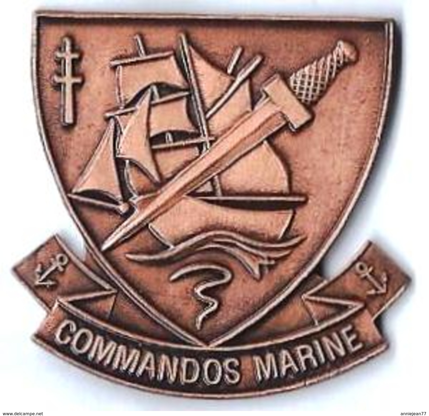 MARINE - MA4 - ECUSSON Des COMMANDOS MARINE - (3,5 Cm X 3,5) - Verso : CEC ID PREMIER - Militaria