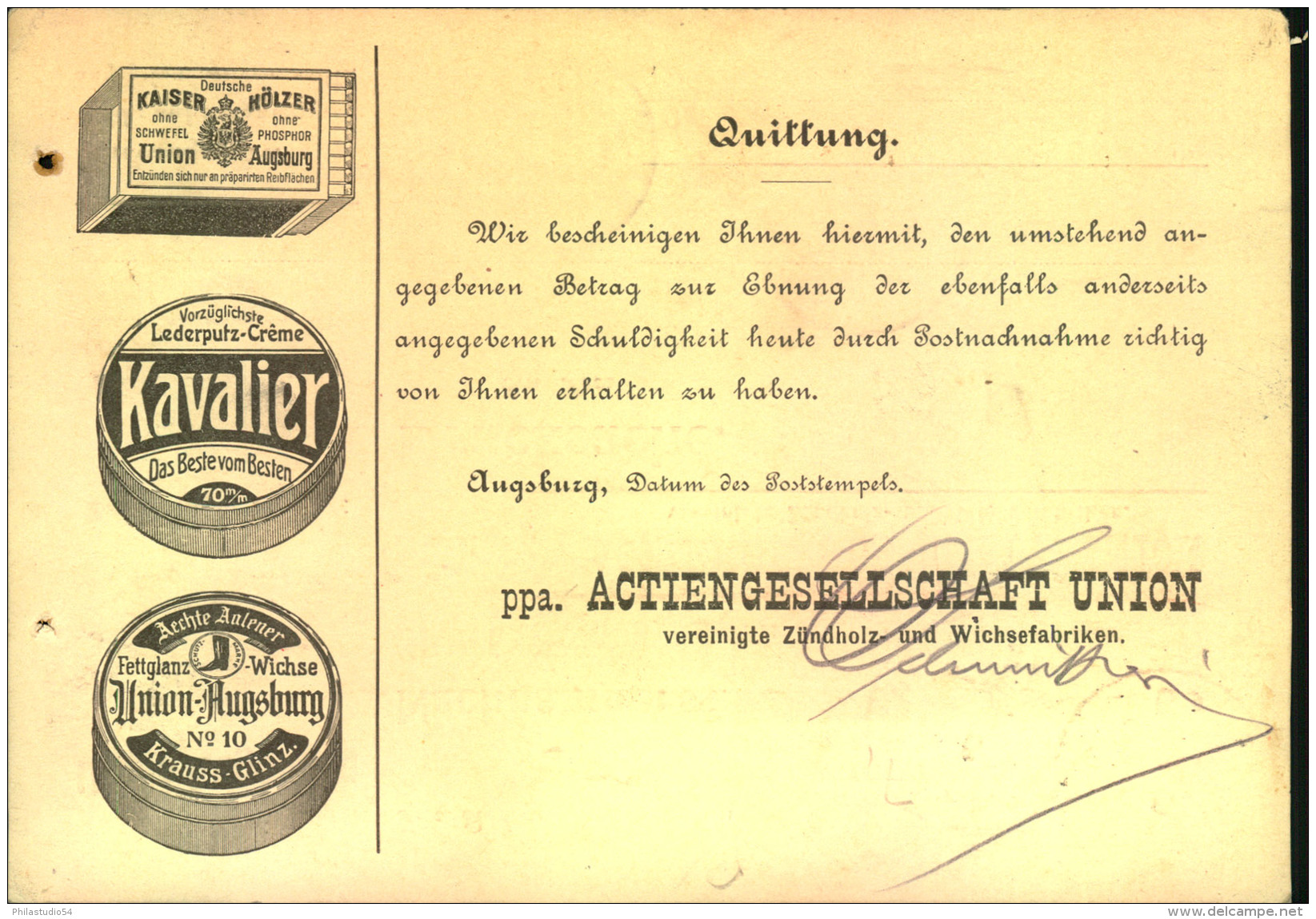 1909, Dekorative Nachnahmekarte Mit Werbung Rückseitig. Zwei Nadellöcher. - Lettres & Documents