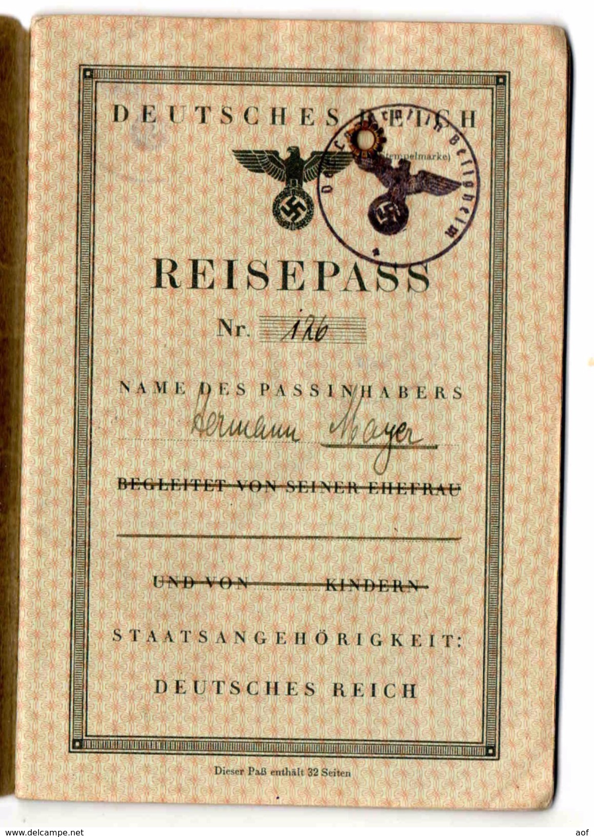 REISEPASS Allemand 1938 - 1939-45