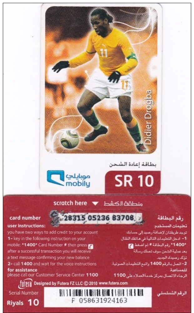 SAUDI ARABIA PRE-PAID SR10 FOOTBALL DIDIER DROGBA USED, - Sport