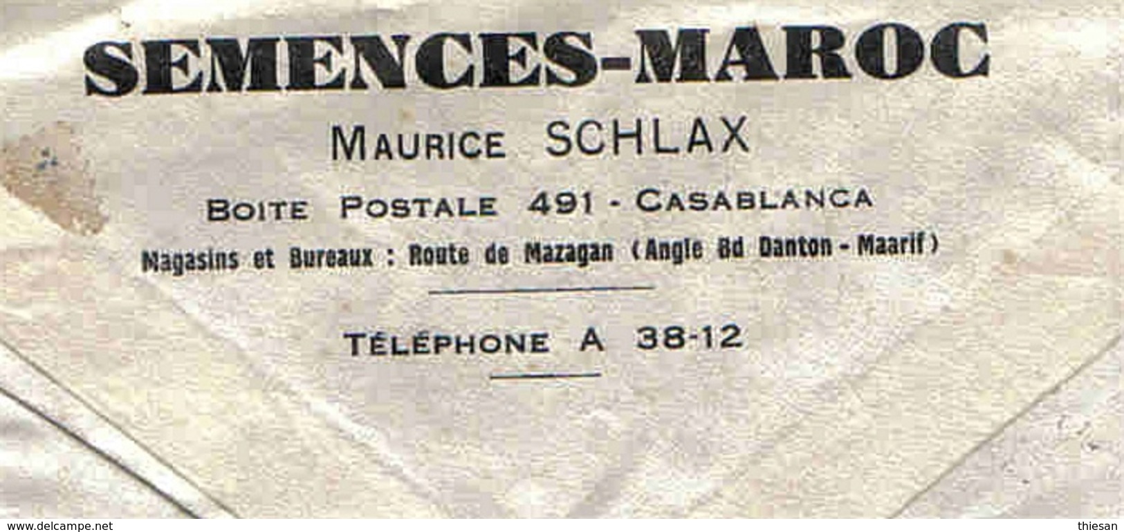 Maroc Morocco Lettre Cover Casablanca 1939 Tarif Imprimés Semences Schlax - Briefe U. Dokumente