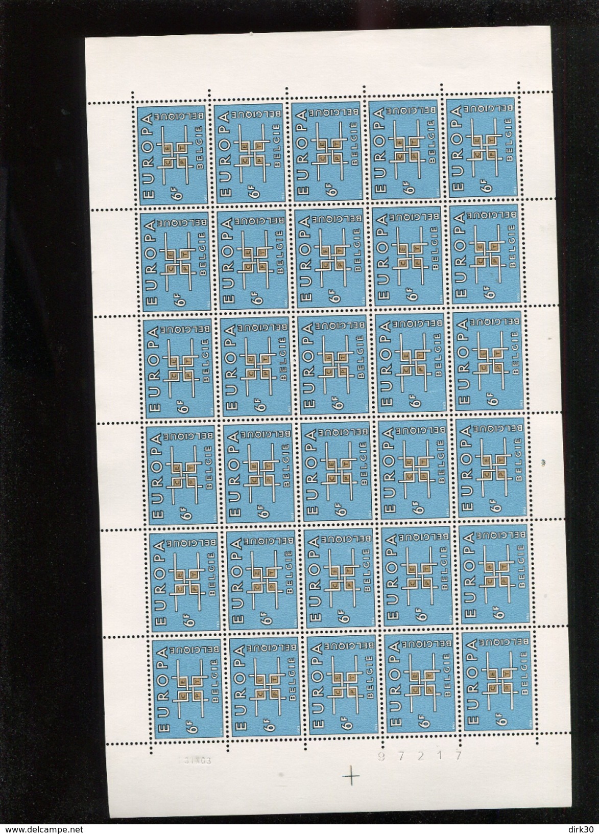 Belgie 1963 EUROPA CEPT 1261 FULL SHEET Plaatnummer 3 Drukdatum 3/9/1963 OCB +63&euro; - Non Classés