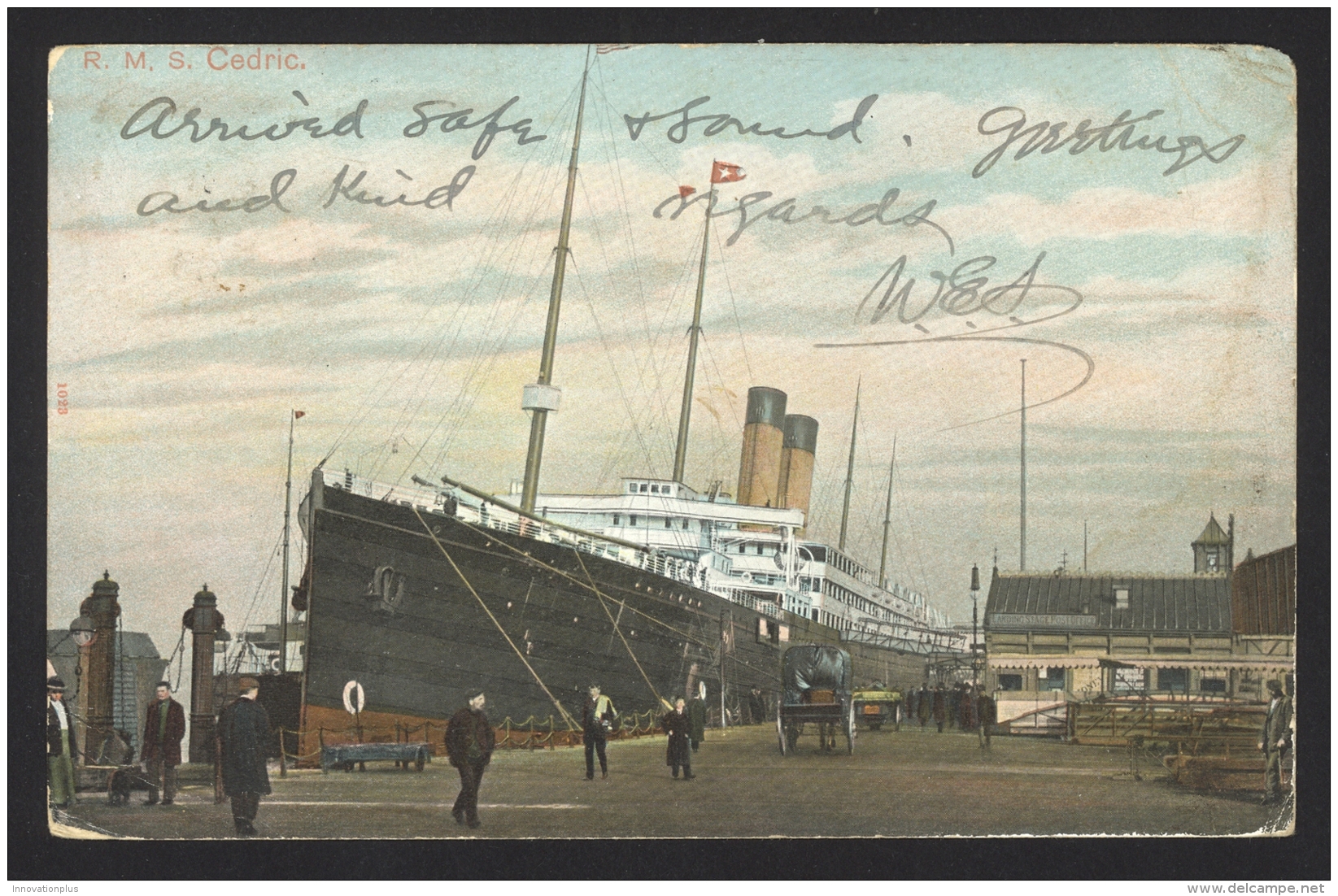 Great Britain Sc# 128 On Postcard 1904 7.31 R.M.S. Cedric Liverpool &gt; USA - Covers & Documents