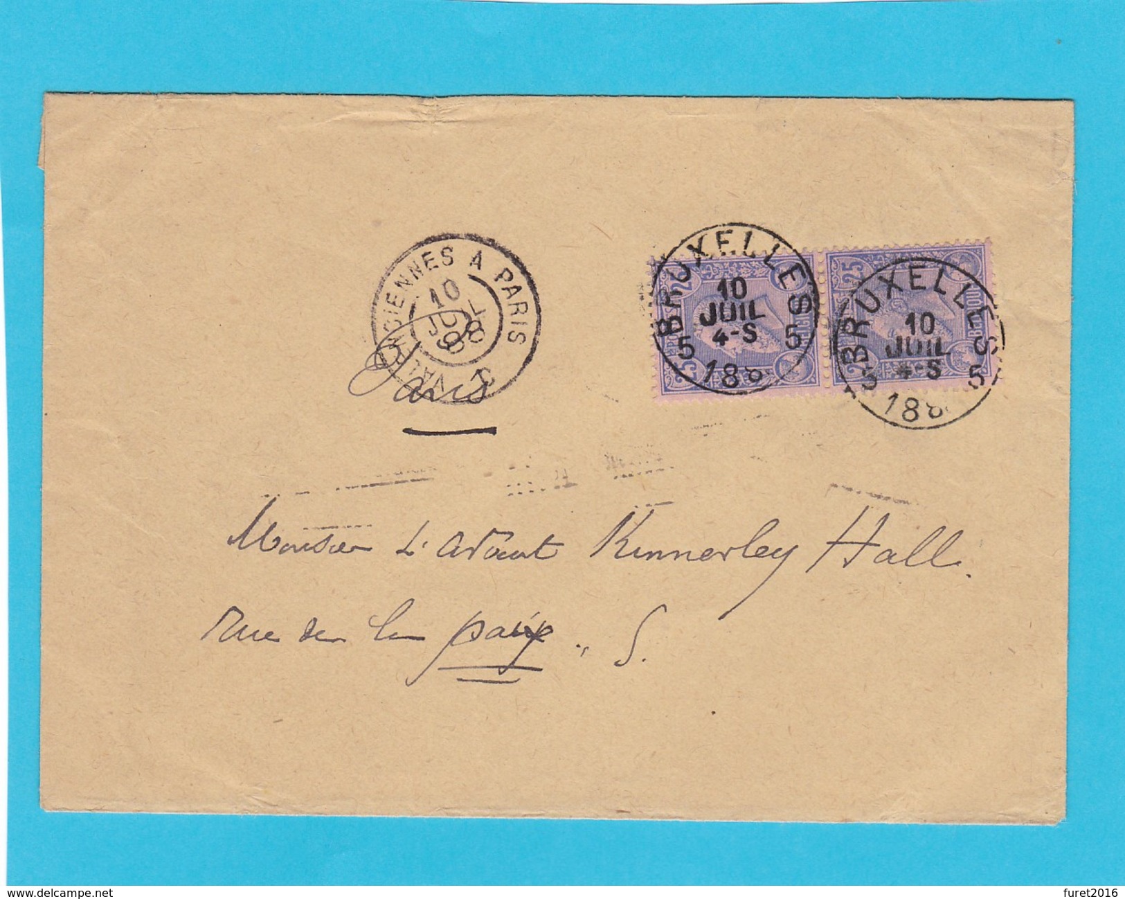 Paire N° 48 / Lettre Double Port Vers Paris - 1884-1891 Leopold II.