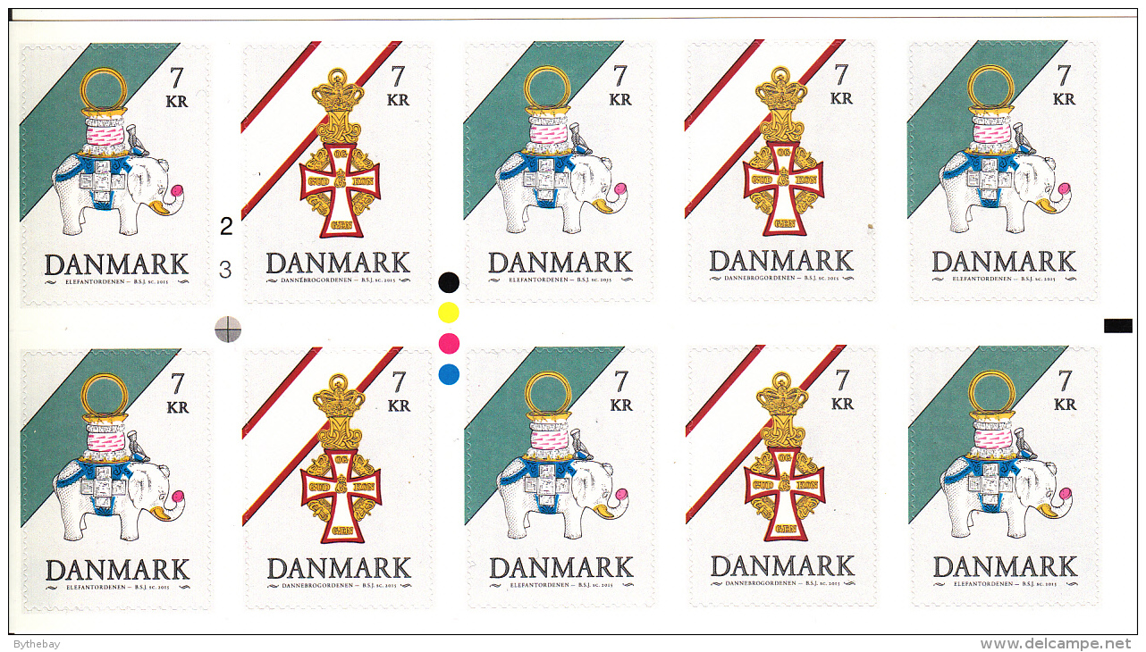 Denmark MNH 2015 Booklet Pane Of 10 - Danish Decorations - Cuadernillos