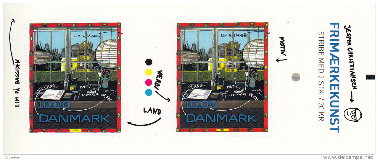 Denmark MNH 2015 Pane Of 2 10DKK Stamp Art By Jesper Christiansen - Ongebruikt