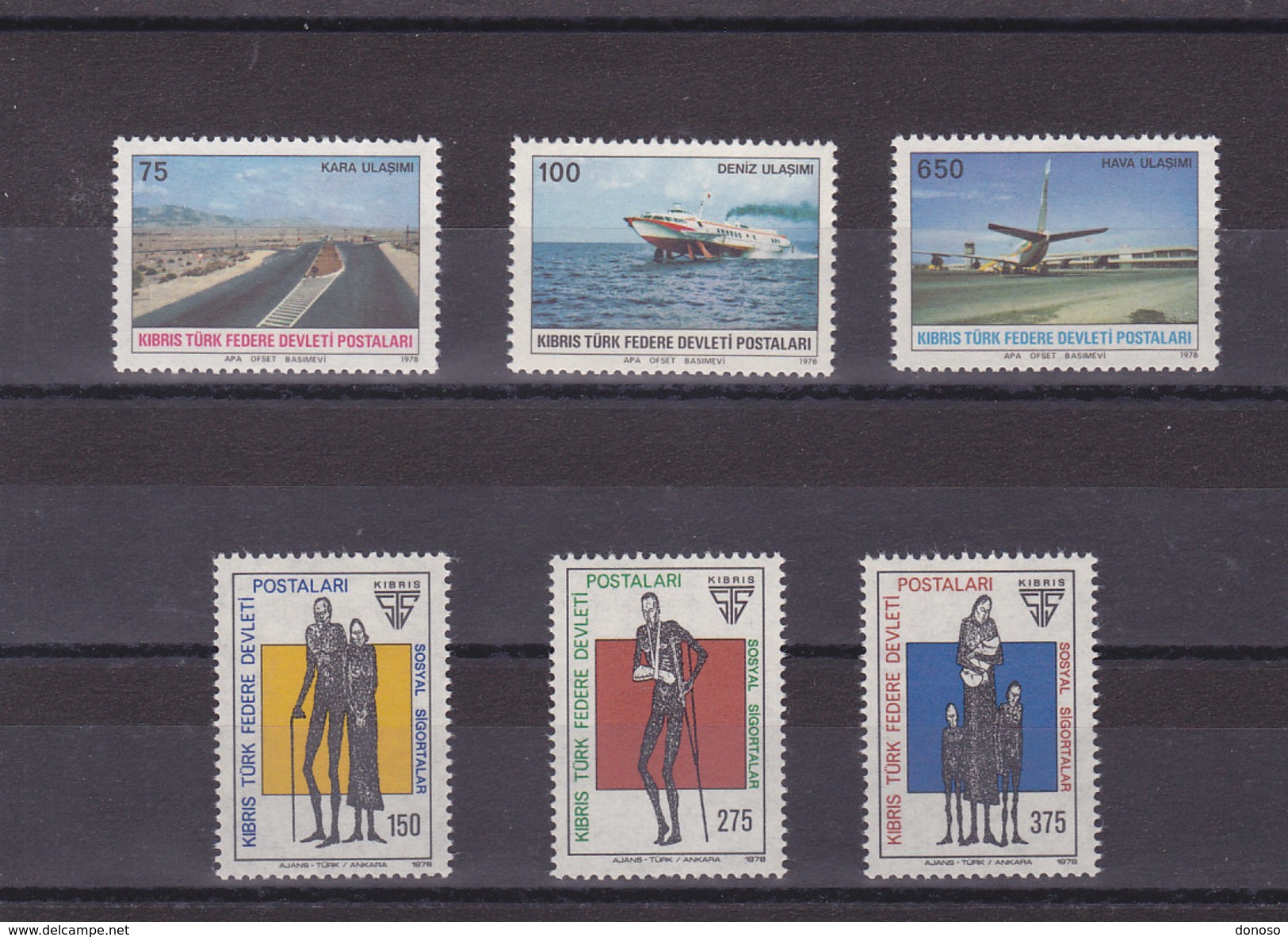 CHYPRE TURC 1978 Yvert 43-45 +  48-50 NEUF** MNH - Unused Stamps