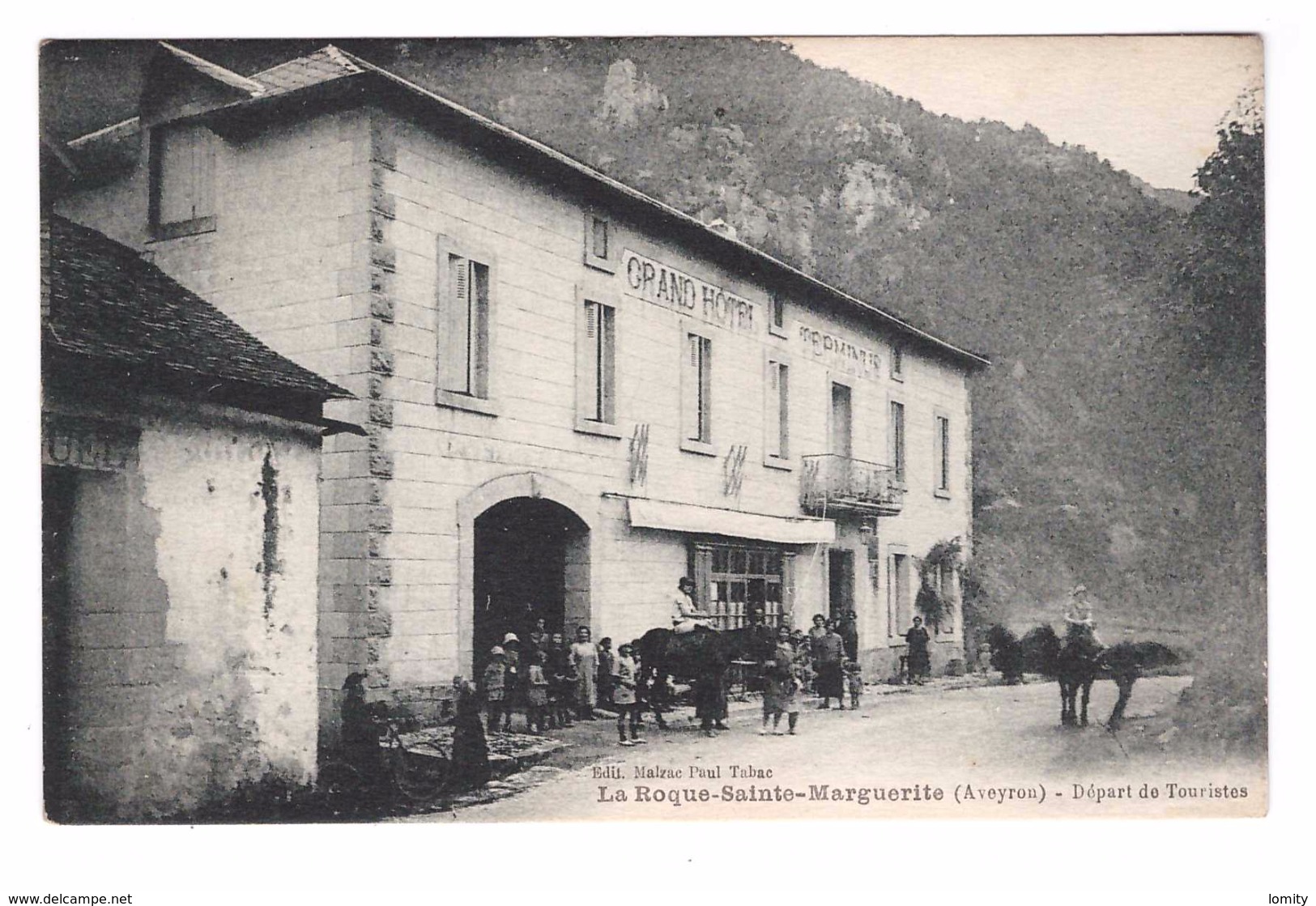 12 La Roque Sainte Marguerite Départ Des Touristes Cpa Animée Grand Hotel Terminus Edit Malzac Paul Tabac - Altri & Non Classificati