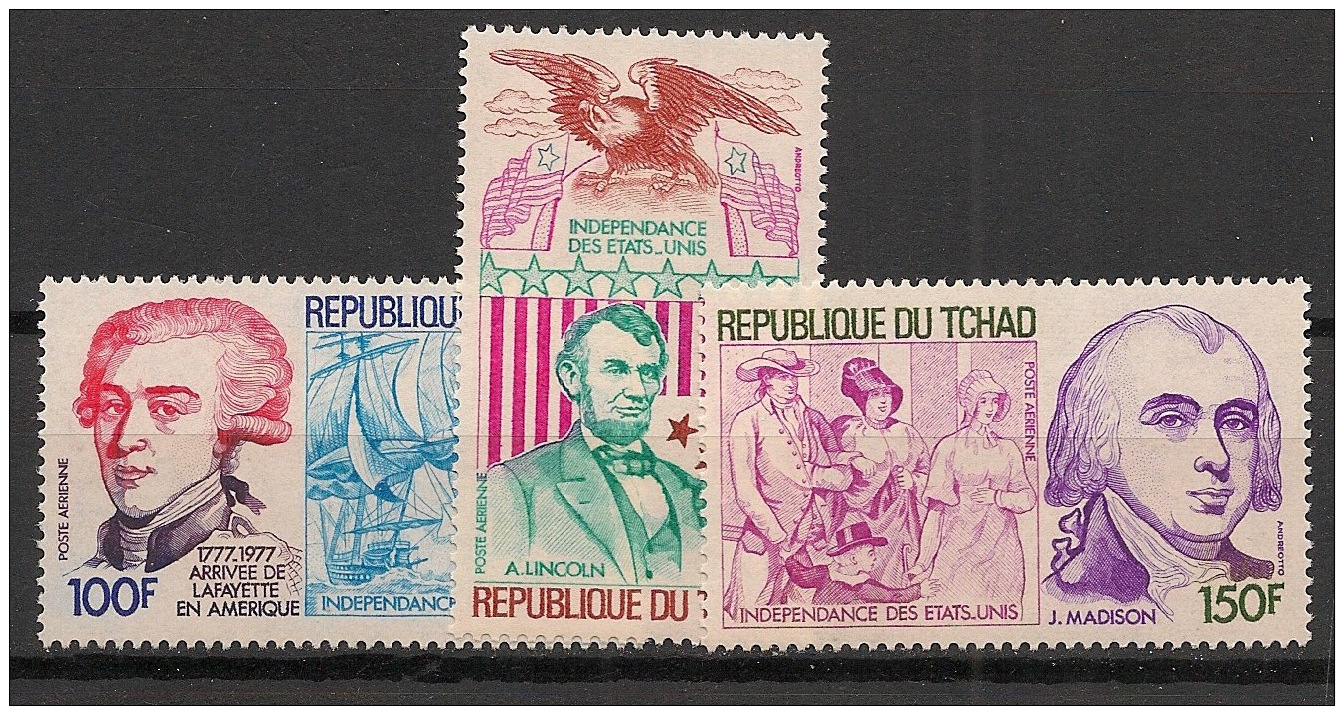 Tchad - 1977 - Poste Aérienne PA N°Yv. 197 à 199 - US Independance - Neuf Luxe ** / MNH / Postfrisch - Unabhängigkeit USA