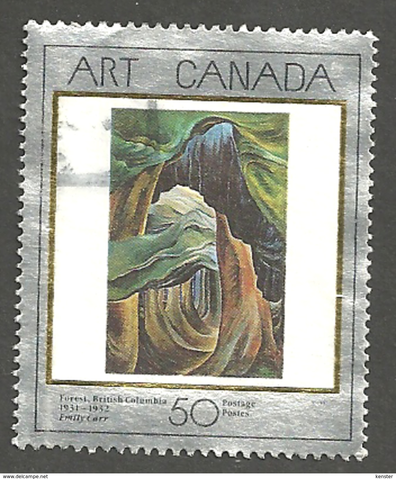 Sc. # 1310 Art Masterpiece #4, Forest British Columbia Single Used 1991 K266 - Used Stamps