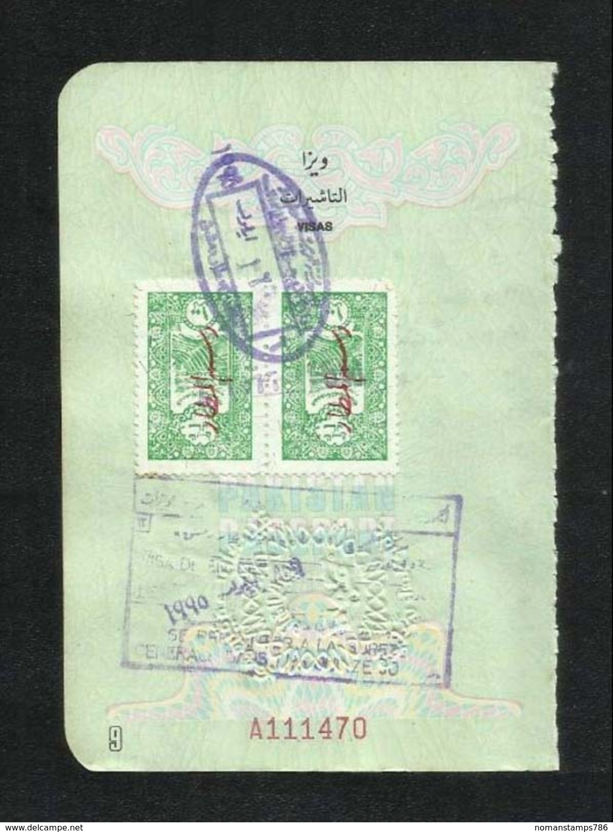 Syria 2 Overprint Revenue With Egypt Revenue Stamps On Used Passport Visas Page - Syrië