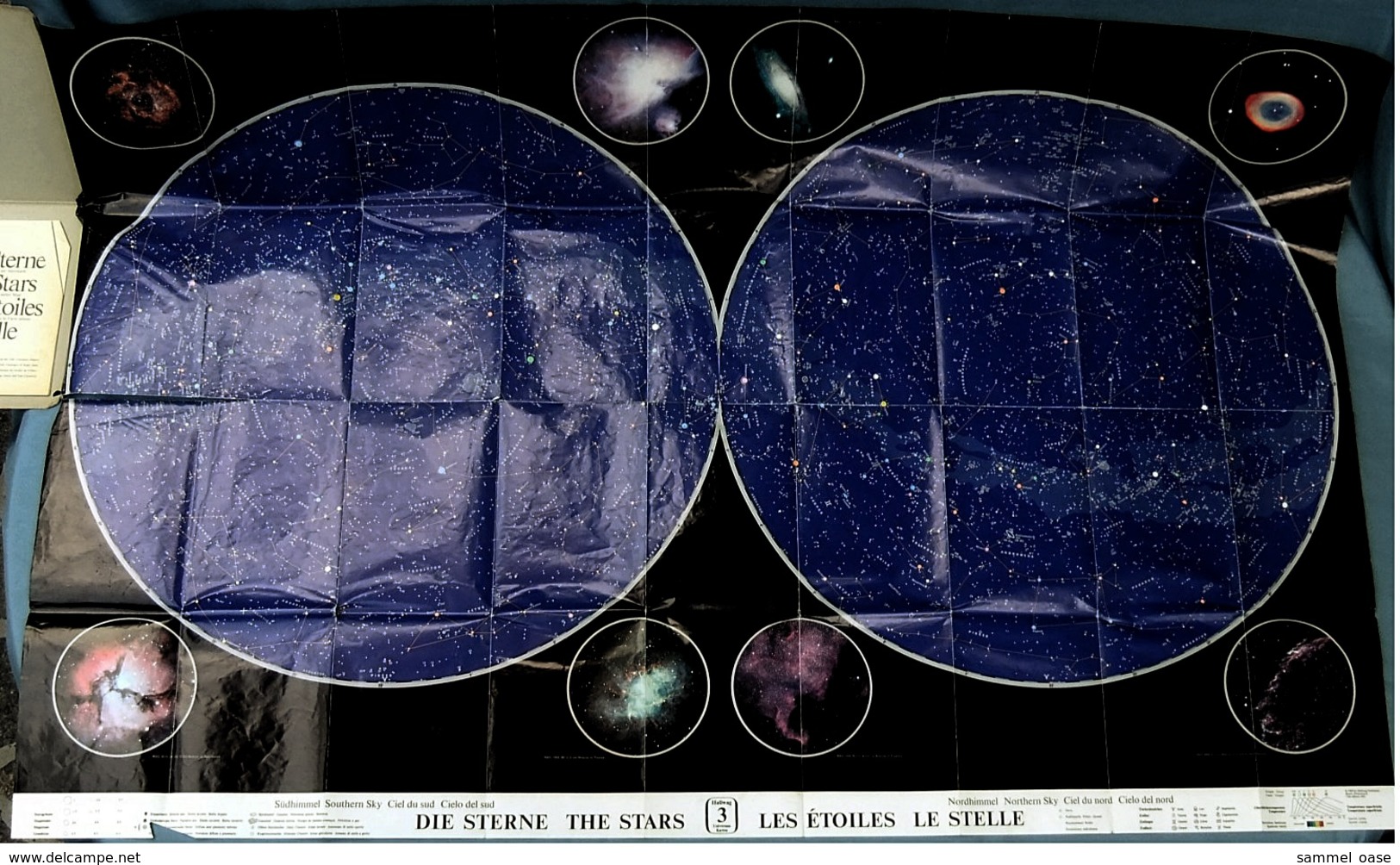 Hallwag Faltkarte / Plakat : Die Sterne  - Ca. 125 X 84 Cm  -  Von Ca. 1985 - Mappemondes