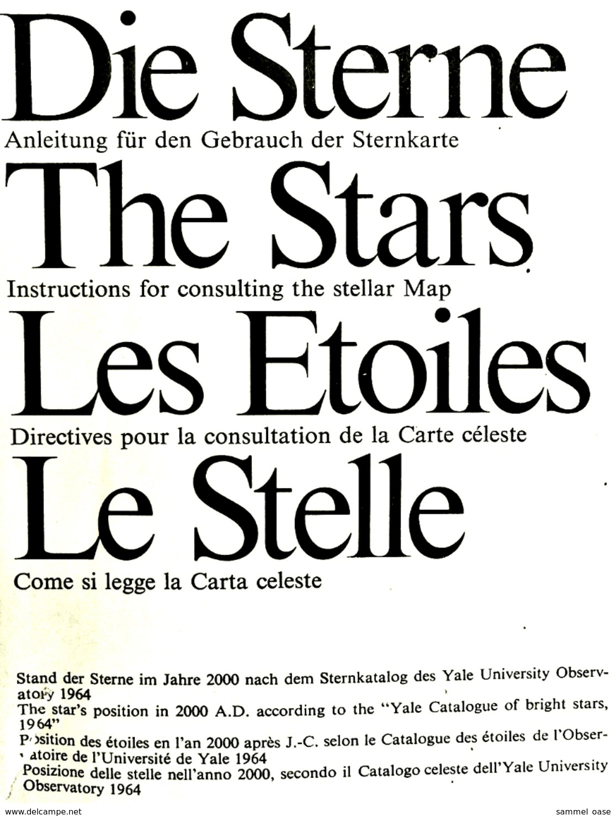 Hallwag Faltkarte / Plakat : Die Sterne  - ca. 125 x 84 cm  -  von ca. 1985
