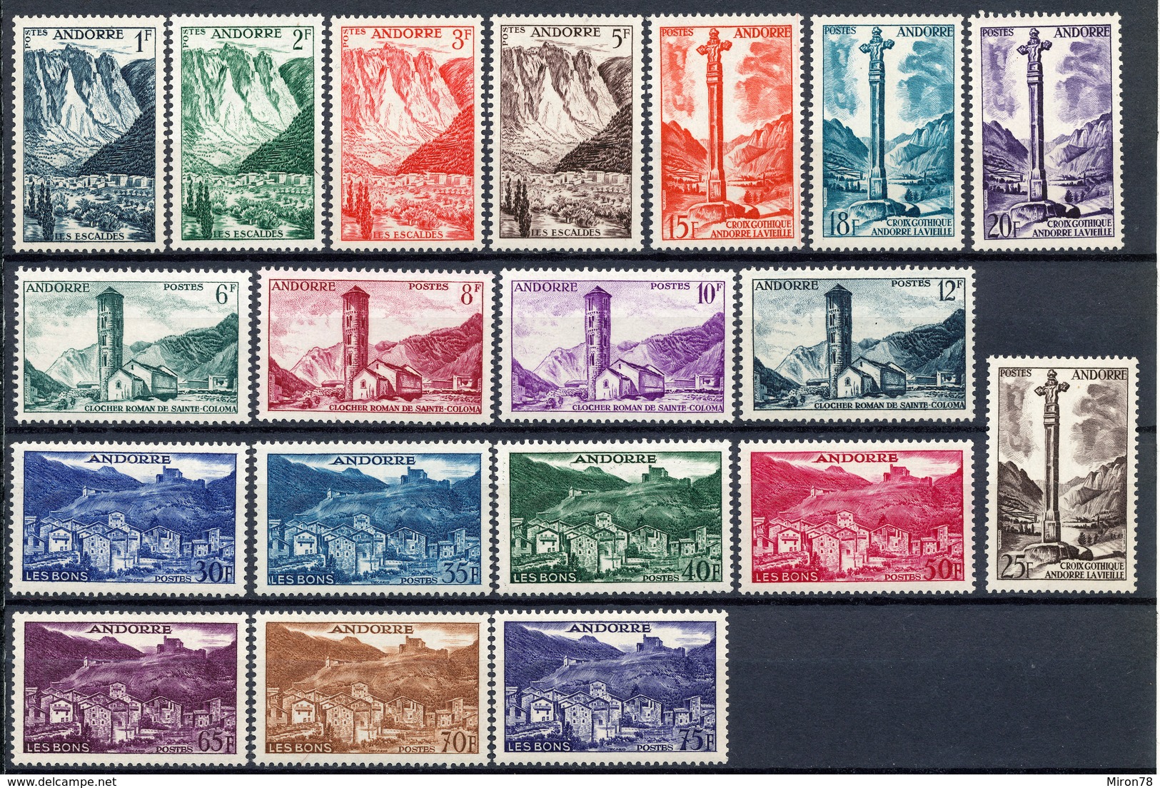 Andorra (French) Stamp Landscape Set MNH 1955 Mi 142-160 Lot1 - Neufs