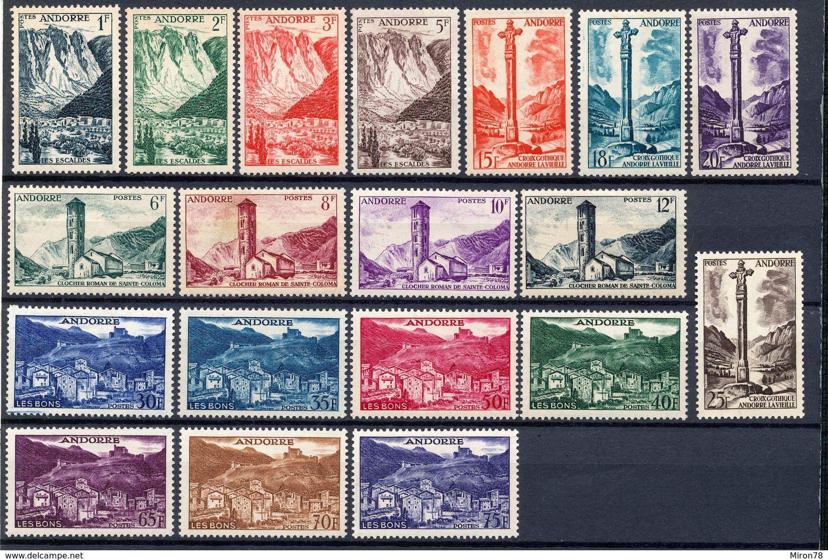 Andorra (French) Stamp Landscape Set MNH 1955 Mi 142-160 Lot2 - Unused Stamps