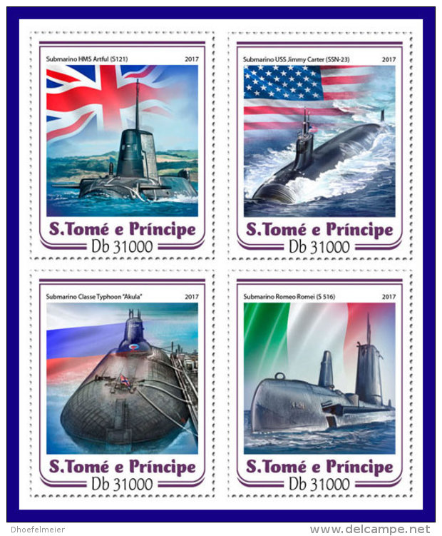 SAO TOME 2017 ** Submarines U-Boote Sous-marins 4v - OFFICIAL ISSUE - DH1720 - U-Boote