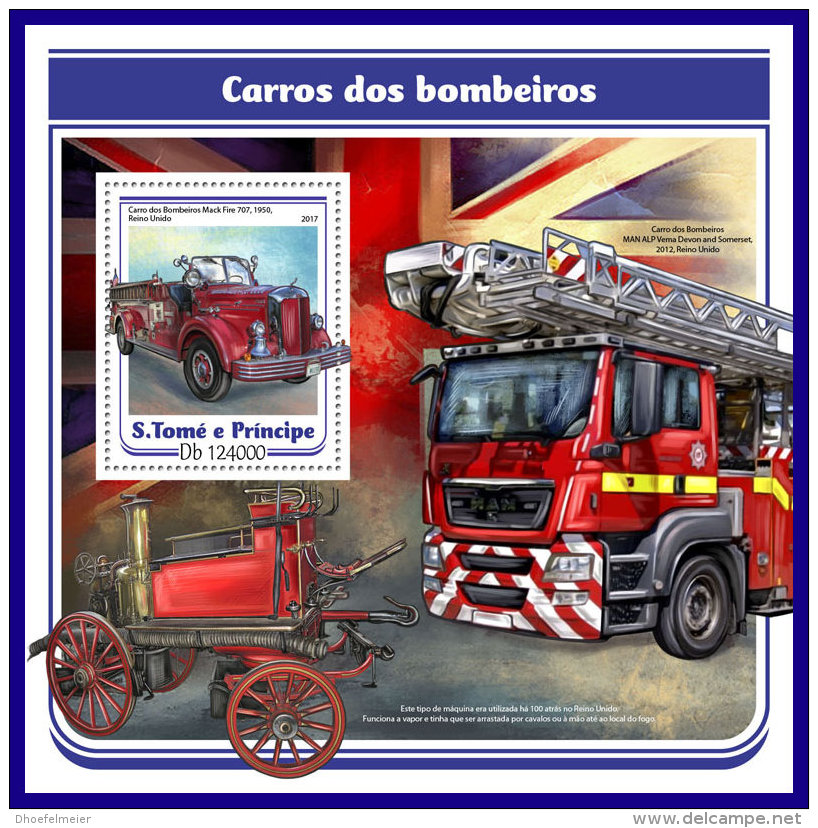 SAO TOME 2017 ** Fire Engines Feuerwehr Fahrzeuge Camions De Pompiers S/S - IMPERFORATED - DH1720 - Feuerwehr