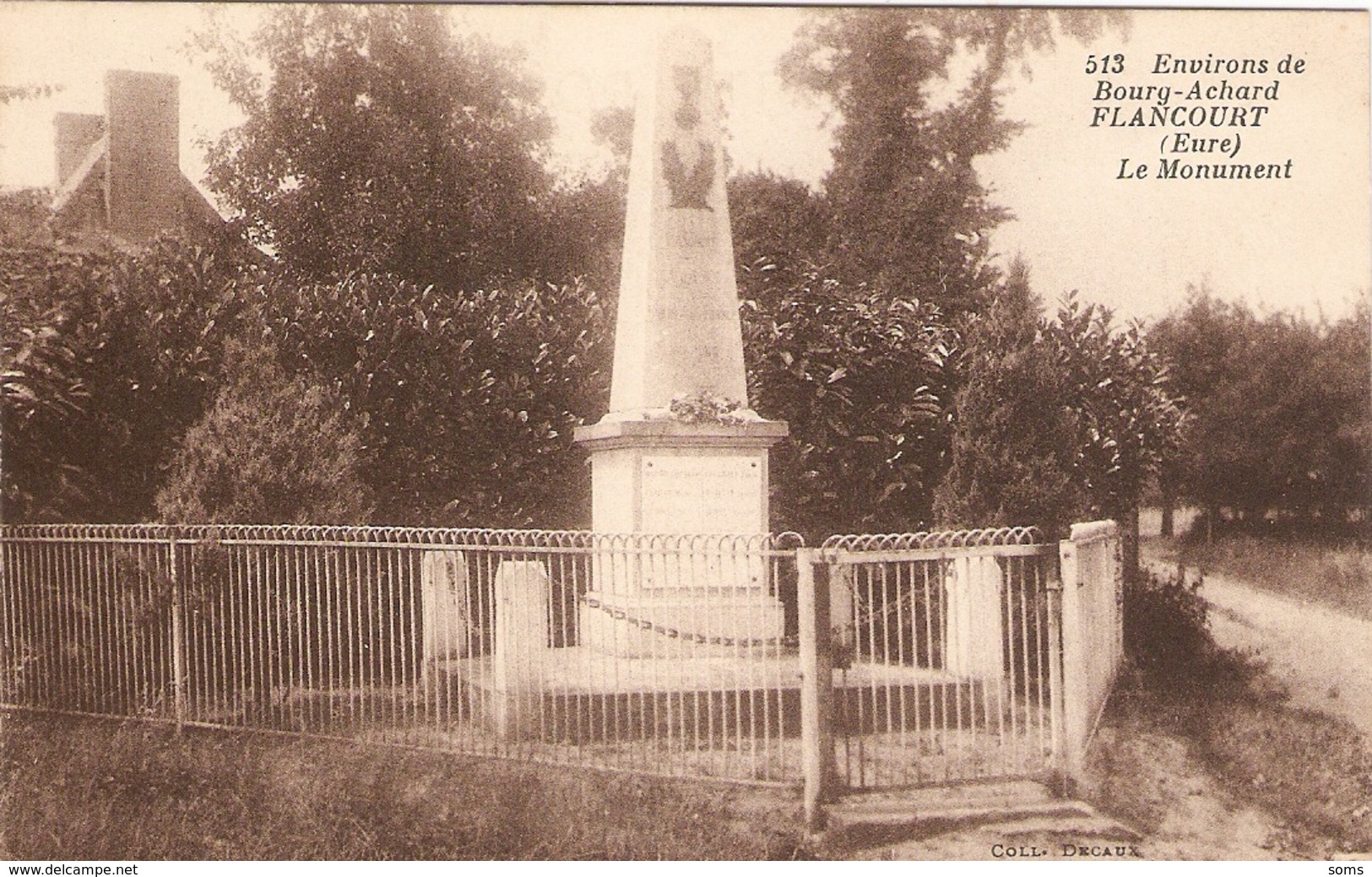Cpa De L'Eure, Le Monument Aux Morts De Flancourt (Catelon, 27), éd. E. Mellet 513, Coll. Decaux, Dos Vierge - Other & Unclassified