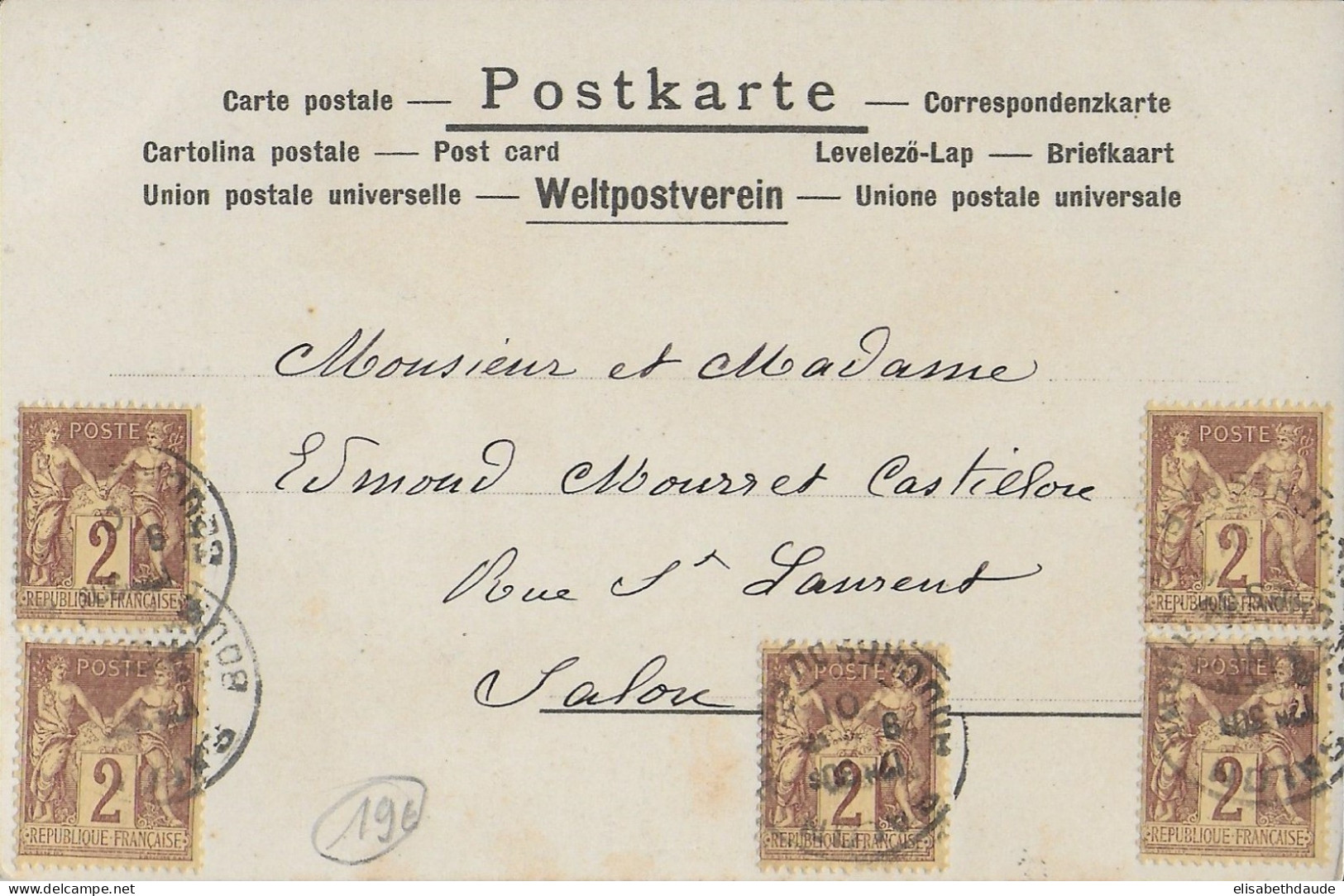 TYPE SAGE - 1901 - BEL AFFRANCHISSEMENT Sur CARTE De SALON => SALON - 1876-1898 Sage (Type II)