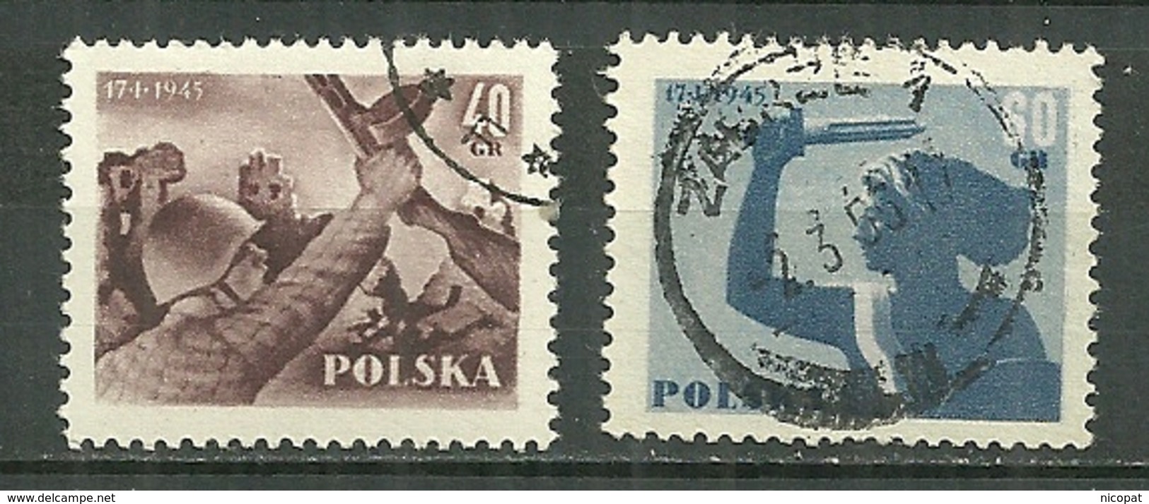 POLAND Oblitéré 792-793 Anniversaire De La Libération De Varsovie Soldat Ruines La Sirène - Used Stamps