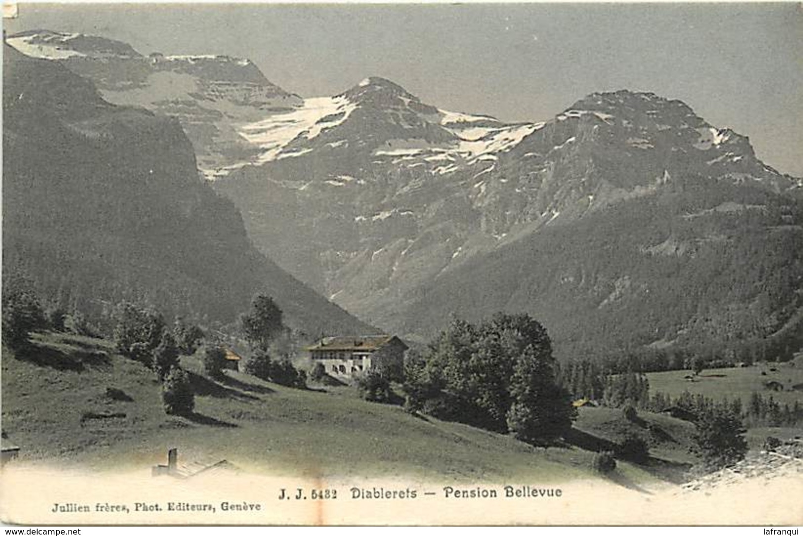 Suisse -ref D43- Suisse - Les Diablerets - Pension Bellevue /legere Tache Bas De La Carte / Carte Bon Etat  - - Bellevue