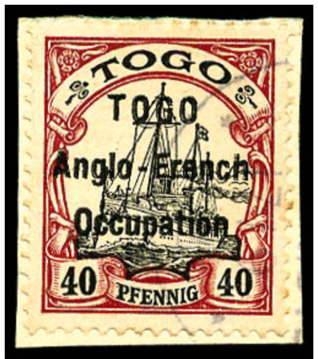 N&deg;38, 40 Pf. Carmin Et Noir, Surcharge Type I, Oblit&eacute;r&eacute; Sur Petit Fragment, TB - Andere & Zonder Classificatie