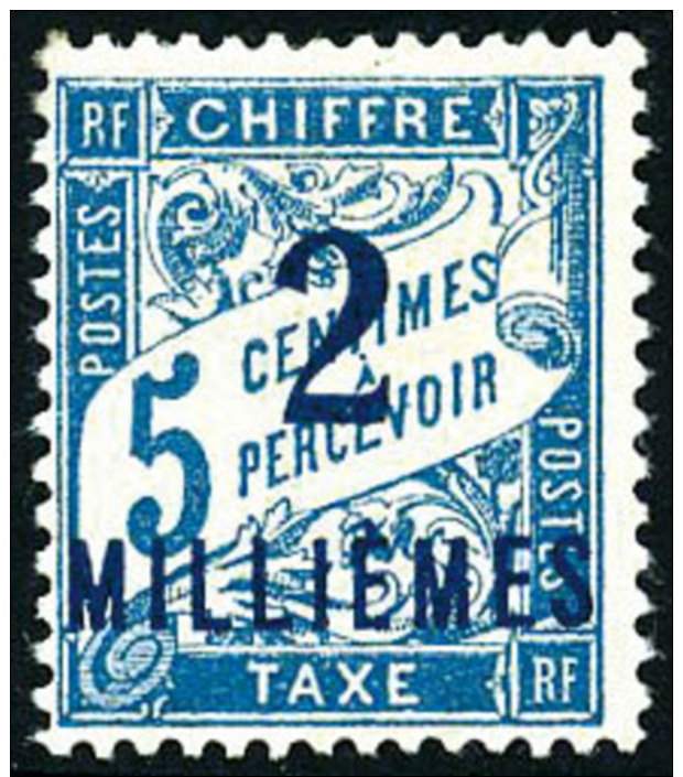 Taxe N&deg;5a, 2 M. Sur 5 C. Bleu, Surcharge Bleue, TB - Other & Unclassified