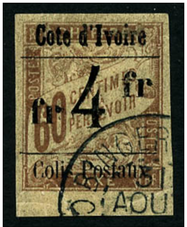 Colis Postaux N&deg;11a, 4 F. Sur 60 C. Brun Sur Chamois, Surcharge Type III, Oblit&eacute;r&eacute;, Petit Bas De Feuil - Andere & Zonder Classificatie