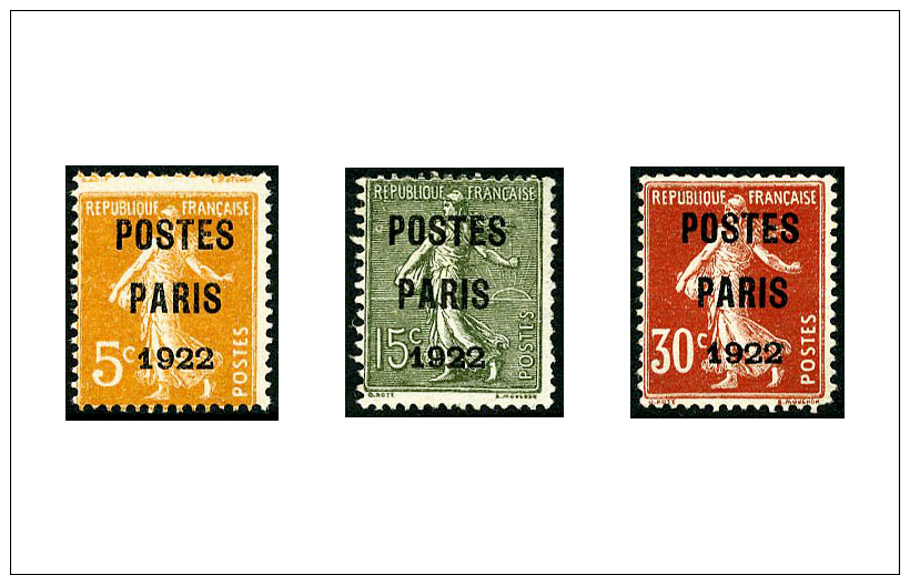 N&deg;30/32, Postes Paris 1922, Les 3 Valeurs, B/TB - Andere & Zonder Classificatie