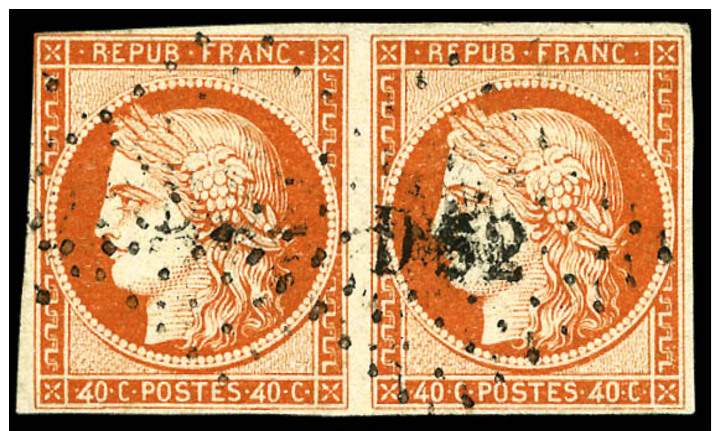 N&deg;5e, 40 C. Orange, Vari&eacute;t&eacute; "4 Retouch&eacute;" Tenant &agrave; Normal, Oblit&eacute;r&eacute; Losange - 1849-1850 Ceres