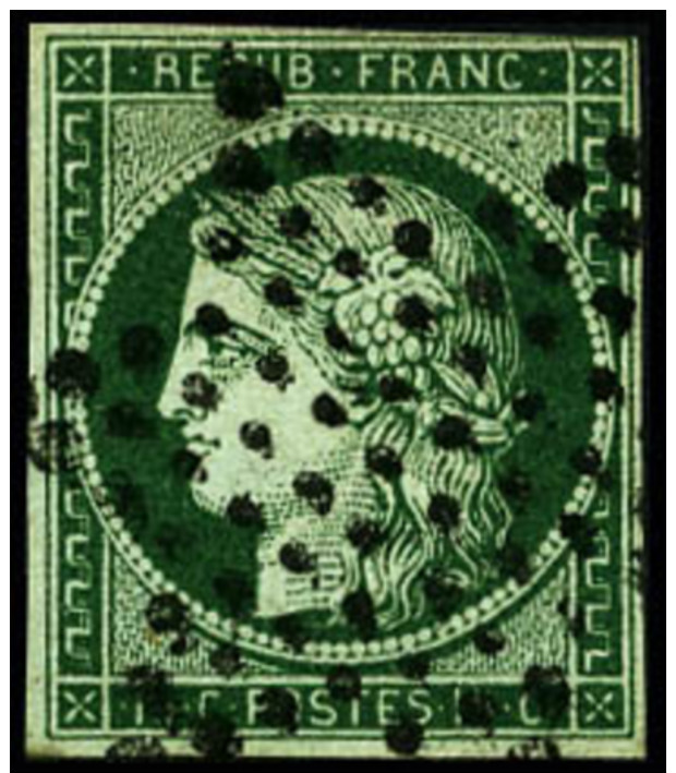 N&deg;2c, 15 C. Vert Tr&egrave;s Fonc&eacute;, Oblit&eacute;r&eacute; Etoile, Un Angle Au Filet Sinon TB - 1849-1850 Ceres