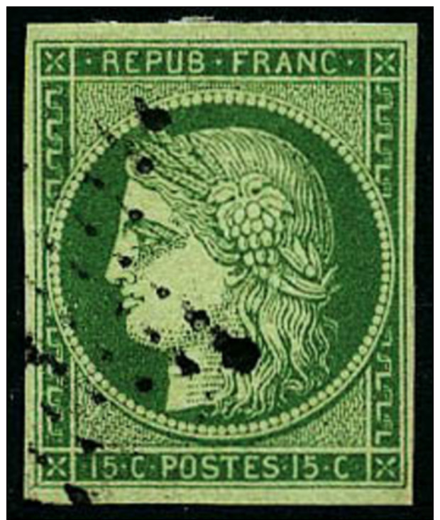 N&deg;2, 15 C. Vert, Oblit&eacute;r&eacute; Etoile, TB - 1849-1850 Cérès