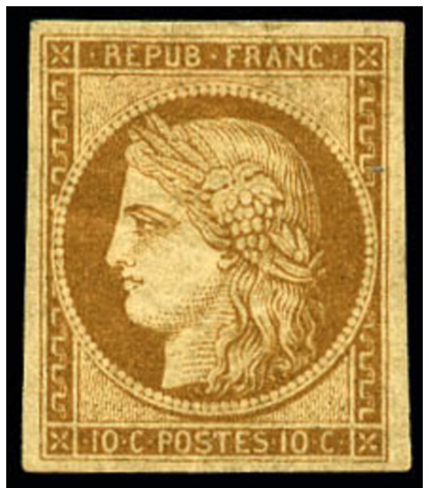 N&deg;1f, 10 C. Bistre Clair, R&eacute;impression De 1862, Forte Charni&egrave;re Sinon TB - 1849-1850 Ceres