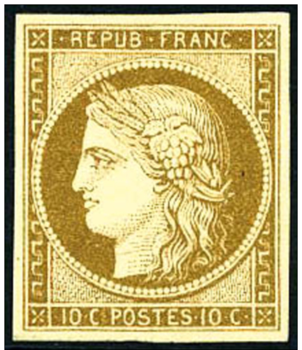 N&deg;1, 10 C. Bistre-jaune, Superbe (cote Sans Gomme) - 1849-1850 Ceres