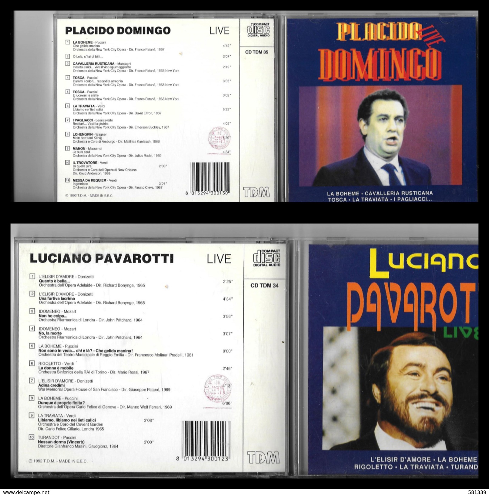 2 CD Compact Disc :  " PLACIDO DOMINGO " E  " LUCIANO PAVAROTTI " - Opera / Operette