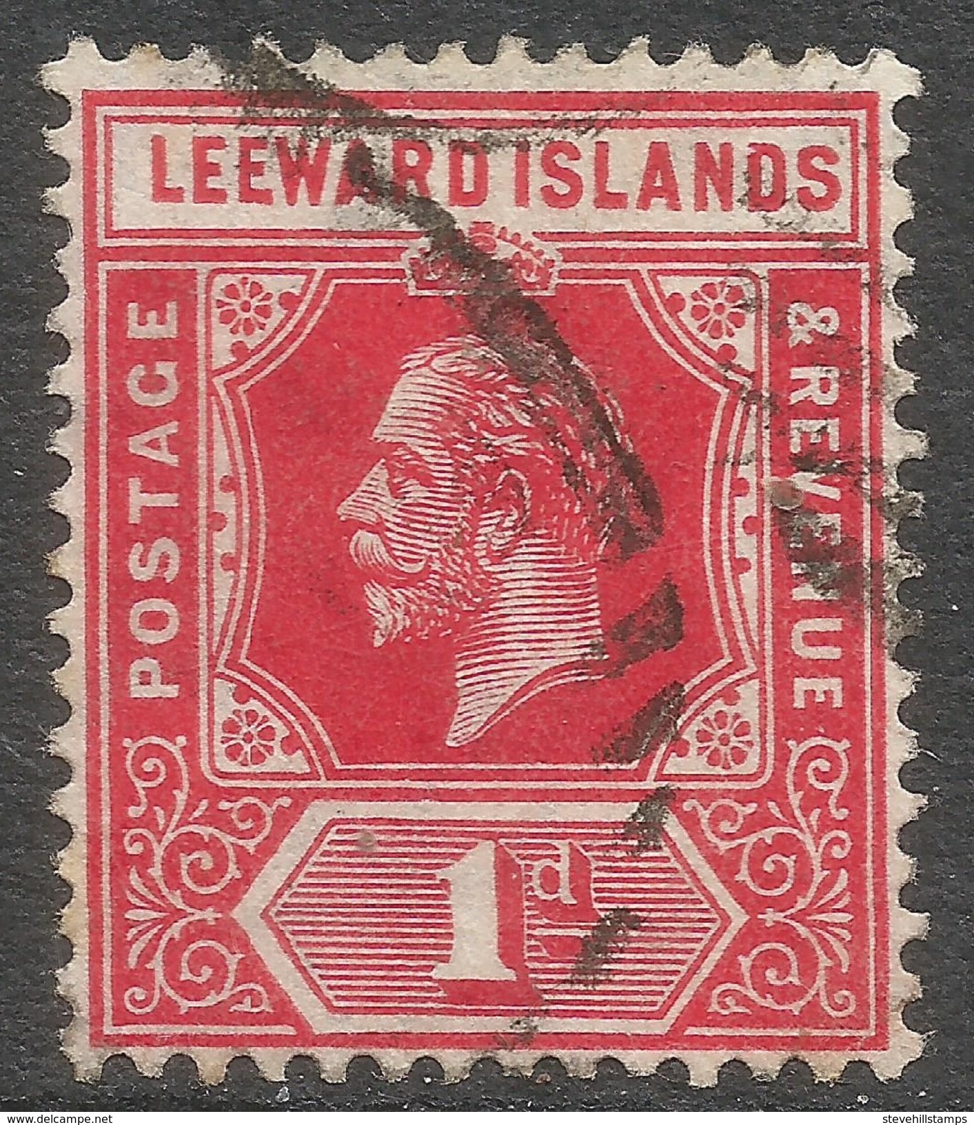 Leeward Islands. 1912-22 KGV. 1d Used. Mult Crown CA W/M SG 48 - Leeward  Islands