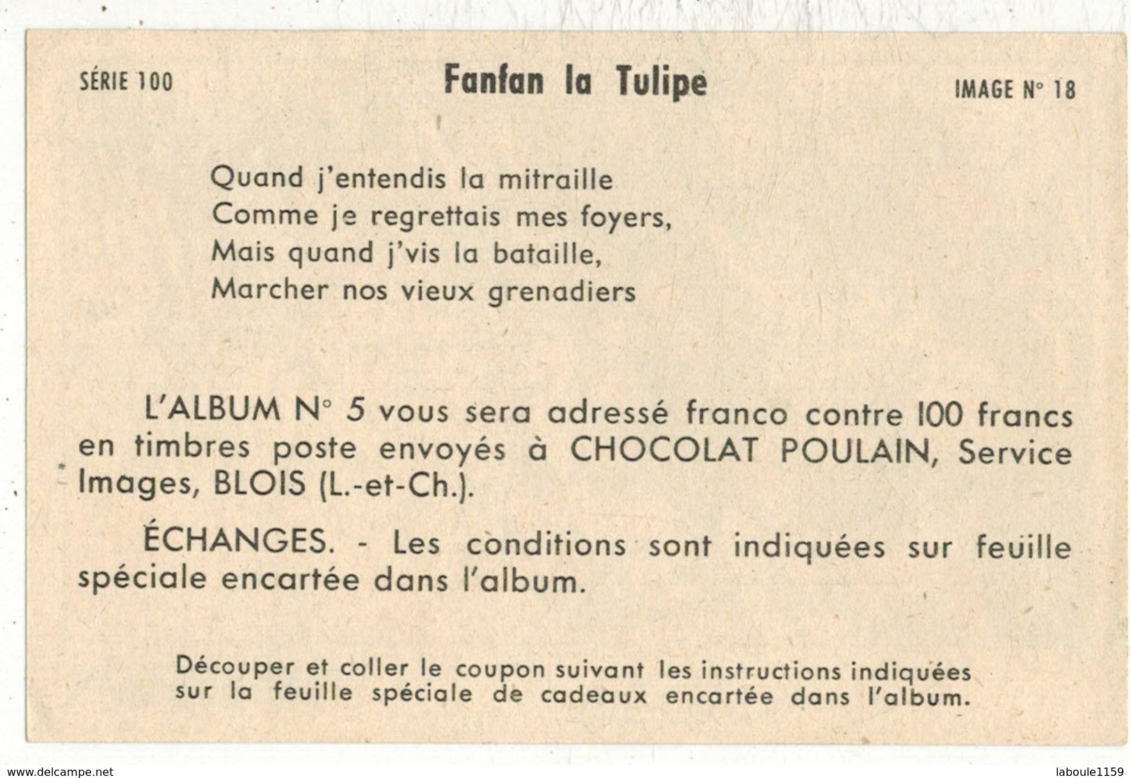 Image Chocolat Poulain Série N° 100 : Fanfan La Tulipe => Image N° 18 - Militaria Bataille Grenadiers - Poulain
