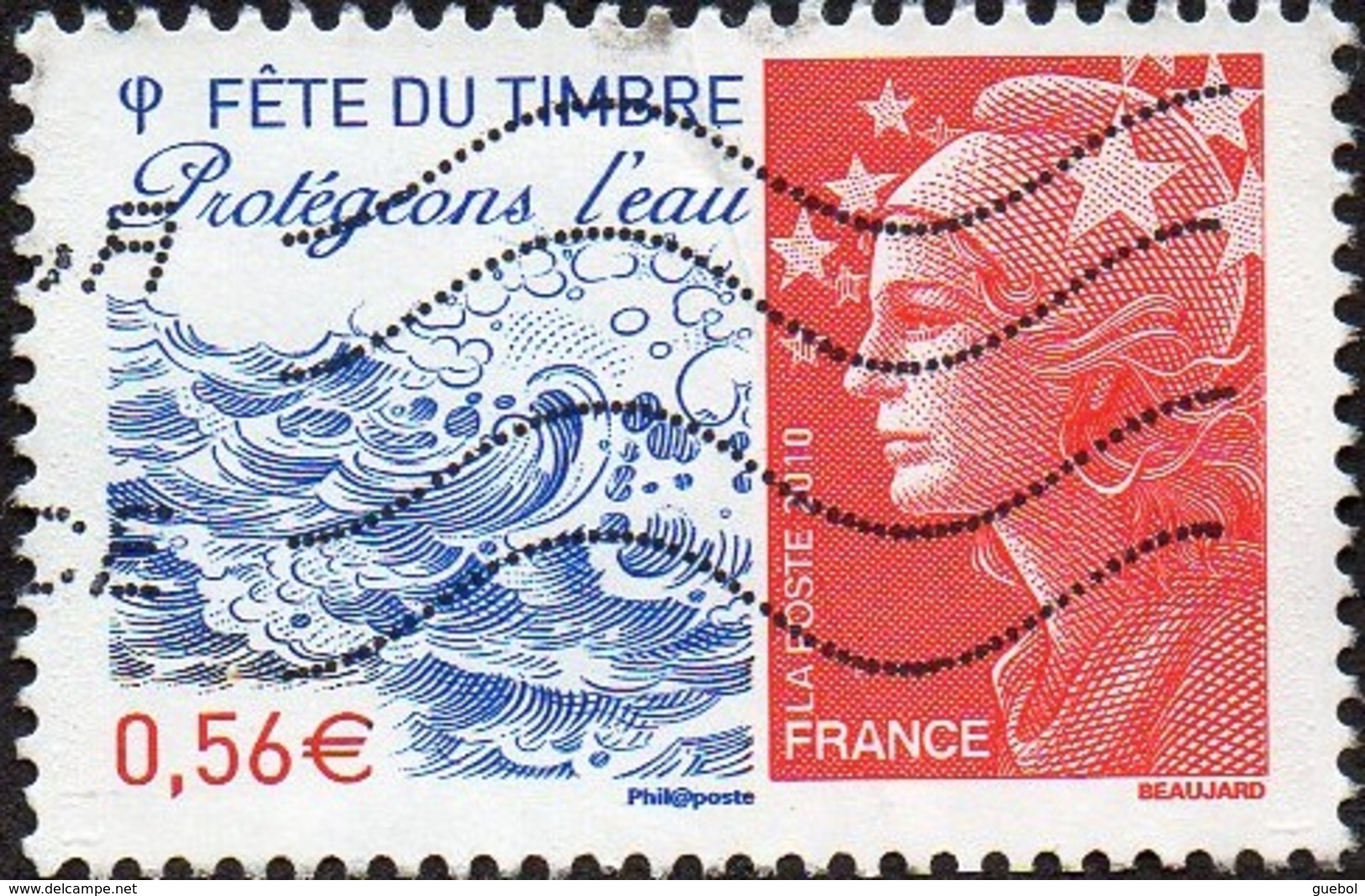 France Oblitération Moderne N° 4439 - Fête Du Timbre2010 - Protégeons L'eau - Marianne De Beaujard - Oblitérés